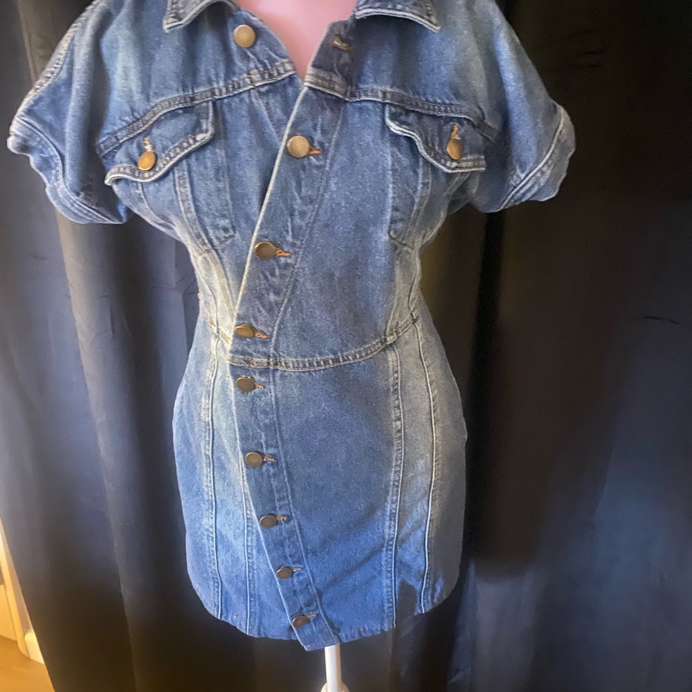 Free People Denim Mini Dress in Medium Blue